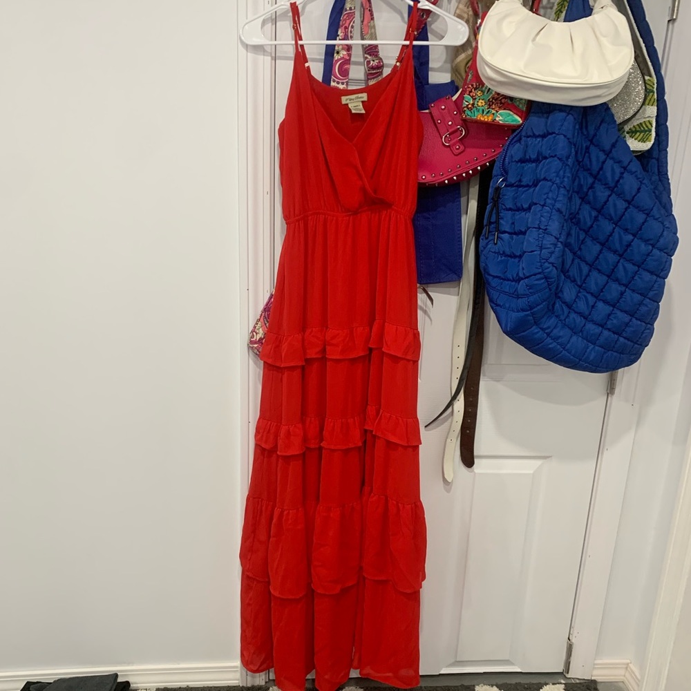 Long red dress